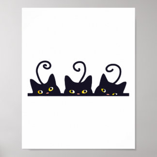 Poster 3 Gatos Pretos Gatos Engraçados Adoram Designs Hom