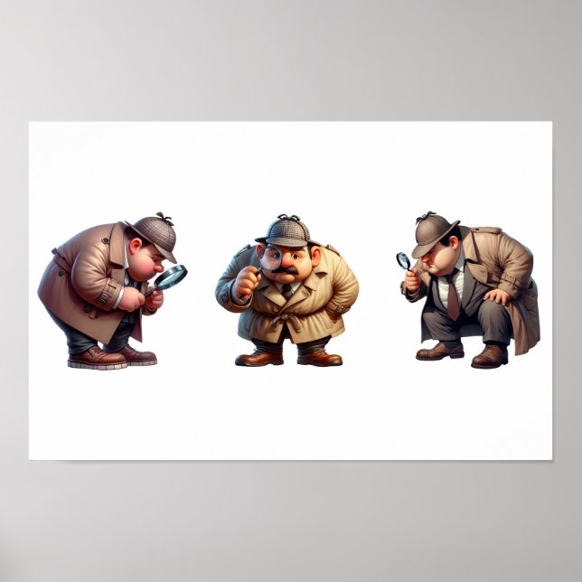 Poster 3 Investigadores Privados a procurar pistas (Frente)