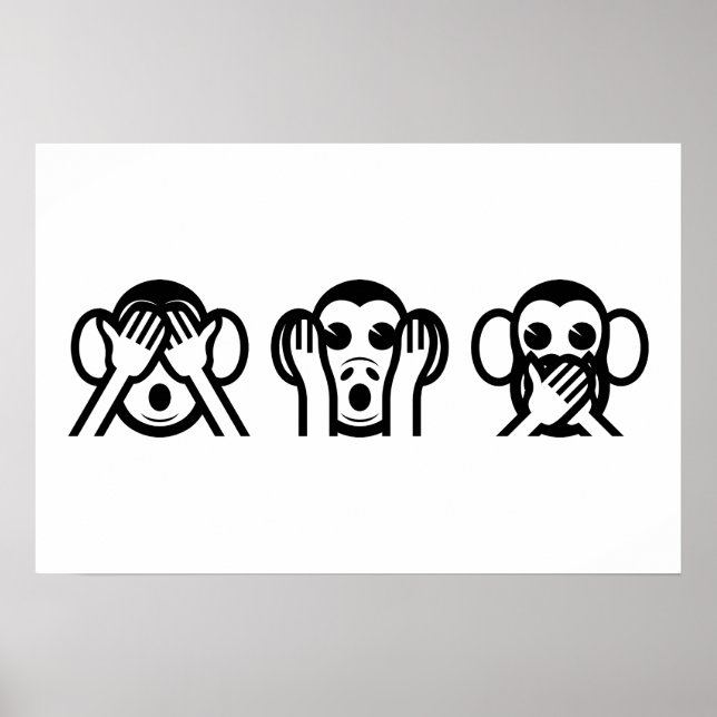 Póster 3 Macacos Sábios Emoji (Frente)
