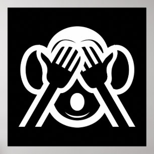 Poster 3 Macacos Sábios Mizaru 見 ざ る SEM Mau Emoji