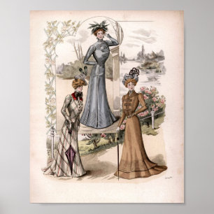 Poster 3 Mulheres Edwardianas Em Park Vintage Fashion