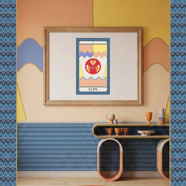 Poster 3 of Cups (cool (ai generated) interior featuring the 3 of Cups poster 🙂💡✨🌺)