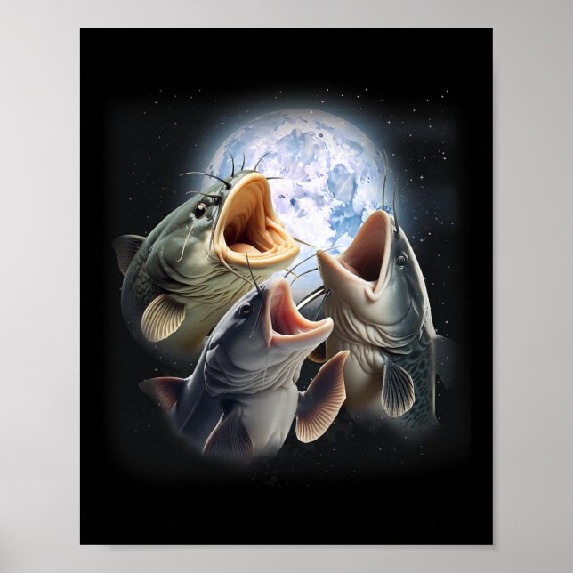 Poster 3 Peixes-Capuz A Gato-Da-Lua Engraçados (Frente)