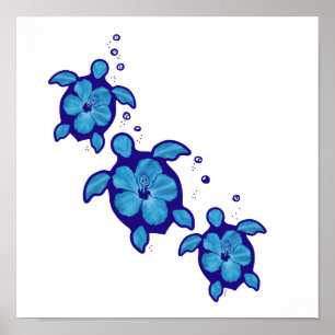 Poster 3 tartarugas azuis de Honu