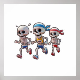 Poster “3D Cartoon Skeleton Race • Funny Running Skeleton