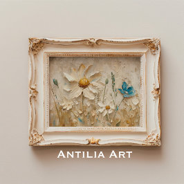 Poster 3D Flores Selvagens Texturizadas Pintando Flores d