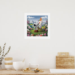 Poster 3D Renderização de uma Pintura de Cachorro