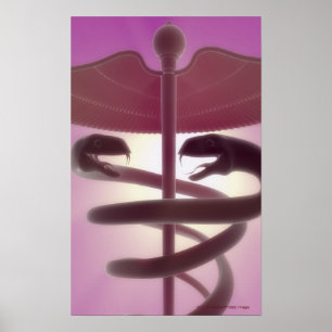 Póster 3d rendeu o caduceus médico