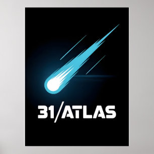 Poster 3I Atlas Estilo Glitch Ficção Científica Espaço Re
