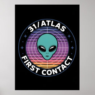 Poster 3I Atlas Estilo Glitch Ficção Científica Retro Esp