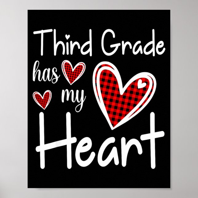 Poster 3rd Third Grade Has My Heart Buffalo Print Teacher (Frente)