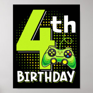 Poster 4º Aniversário Jogador de Vídeo Funny Bo, 4 Anos