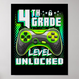 Poster 4º ano desbloqueado divertido meninos jogadores de