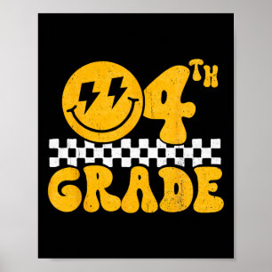 Poster 4º ano Rosto Sorridente Groovy Professor(a) do Qua