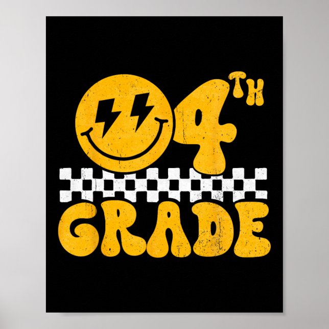 Poster 4º ano Rosto Sorridente Groovy Professor(a) do Qua (Frente)