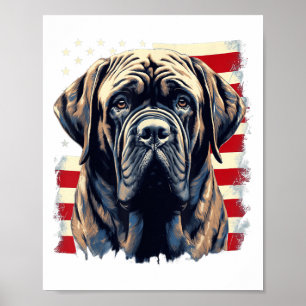 Poster 4º De Julho Usa Bandeira Inglês Mastiff Dog _1