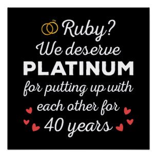 Póster 40º Aniversário do Casamento I - Casal Ruby Funny