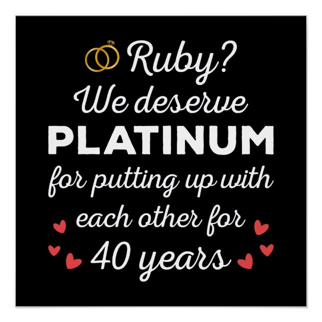 Póster 40º Aniversário do Casamento I - Casal Ruby Funny (Frente)