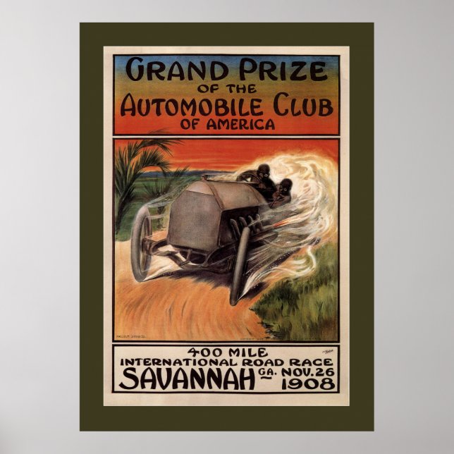Poster 400 Mile International Road Race Savannah GA 1908 (Frente)