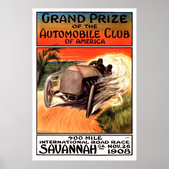 Póster 400 Mile International Road Race Savannah Ga 1908 (Frente)