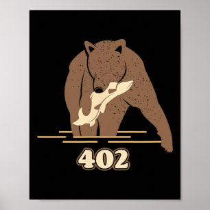 Poster 402 Fat Brown Grizzly, Urso de Pesca, outubro