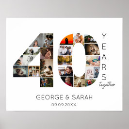 Poster 40 anos Aniversário de Casamento da Colagem de Fot