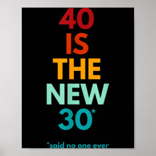Poster 40 é o Novo 30 Como Nunca, Aniversário de 40 Anos