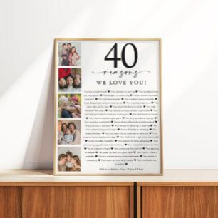 Póster 40 Motivos que o amamos Aniversário ou Aniversário