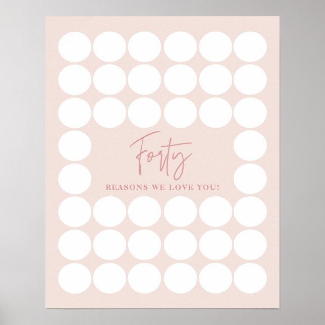 Poster 40 Motivos Rosa Que Amo Você Presente De Aniversár (Frente)