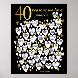 Poster 40 Razões Pela Qual Te Amo aniversário de 40 anos