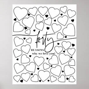 Poster 40 Razões Pela Qual Te Amo Coração O Aniversário
