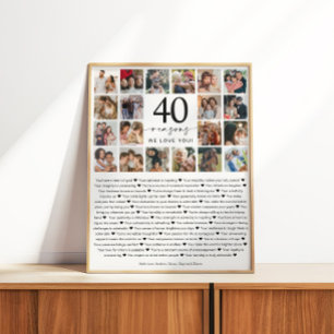 Póster 40 Razões Pela Qual Te Amo Foto Collage Keepsakift