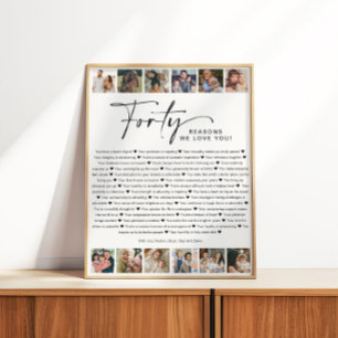 Póster 40 Razões Pela Qual Te Amo Na Colagem De Fotos De 