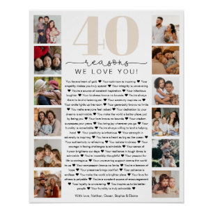 Póster 40 Razões Por Que Te Amo Aniversário.