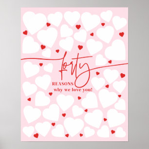 Poster 40 Razões Rosa Que Amo Vocês Corações Dando Aniver