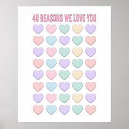 Poster 40 reasons We love You - 40th Birthday Gifts