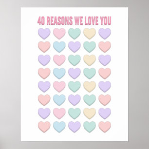 Poster 40 reasons We love You - 40th Birthday Gifts