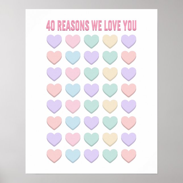 Poster 40 reasons We love You - 40th Birthday Gifts (Frente)