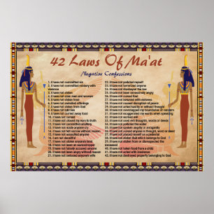 Poster 42 Leis de Maat - Cartaz de Confissões Negativas