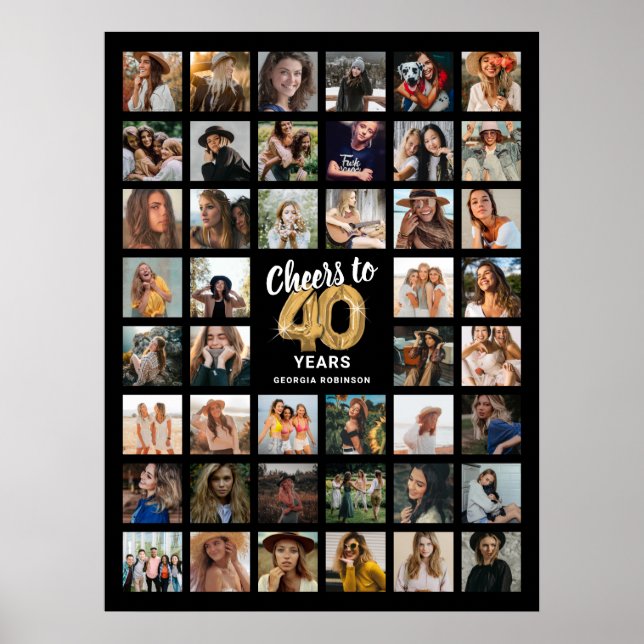 Poster 44 Photo Collage 40th Birthday (Frente)