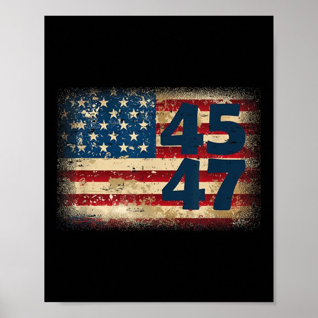 Poster 45 47 Donald Trump 2025 American Flag (Frente)
