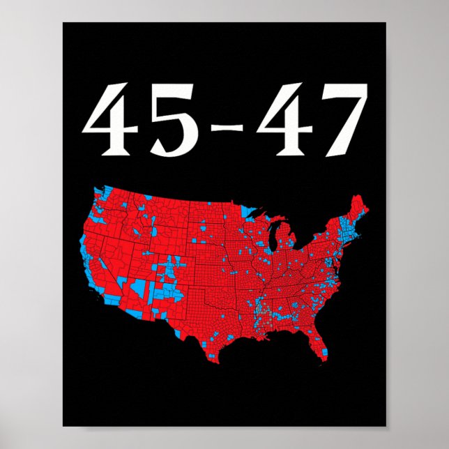 Poster 45 47 Mapa Eleitoral de Trump 2024 (Frente)