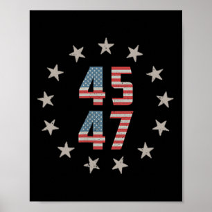 Poster 45 47 Presidente Retro Vintage Usa Flag 2024 Presi