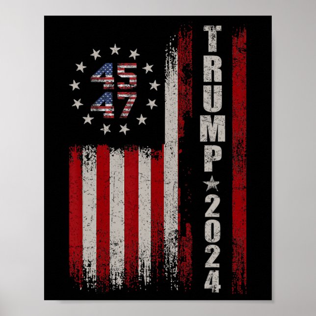 Poster 45 47 Trump 2024 American Flag (Frente)