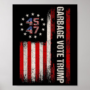 Poster 45 47 Trump 2024 Eleição da bandeira americana Gar
