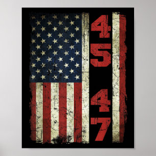 Poster 45 47 Trump Vintage Estados Unidos Flag 2025 Presi