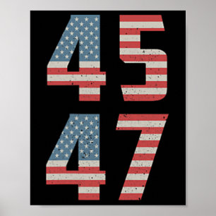 Poster 47 Trump Vintage Retro Usa Flag 2024 Presidente Po