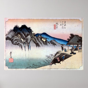 Póster 49. 坂 下 宿, 広 Sakashita-juku, Hiroshige, Ukiyo-e