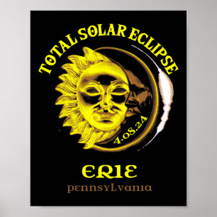 Poster 4.08.24 Eclipse Solar Total 2024 Erie Pensilvânia
