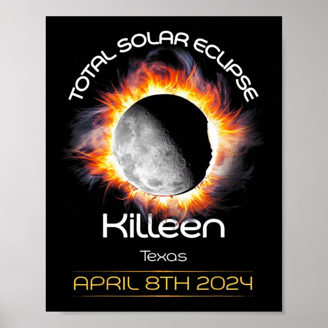 Poster 4.08.24 Eclipse Solar Total 2024 Killeen Texas (Frente)